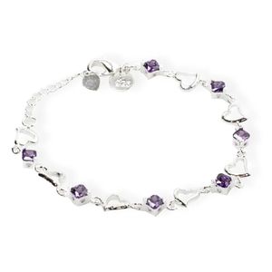 Sterling silver plated Amathyst Link Bracelet